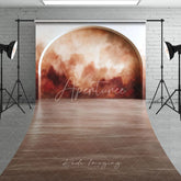 Aperturee - Aperturee Earthy Terracotta and Brown Abstract Arch Sweep Backdrop Painterly Cloud Texture for Studio Photography
