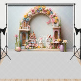 Aperturee - Aperturee Easter Bunny Floral Arch Combo Set Backdrop Pastel Spring Eggs and Whimsical Fairy House Party Decor
