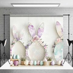 Aperturee - Aperturee Easter Bunny Room Set Backdrop Spring Flowers Rabbit House Photography Background Kids Holiday Photo Prop