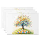 Aperturee - Aperturee Easter Colorful Tree Set of 4 Placemats Rainbow Eggs Heart Leaves Table Mats Spring Holiday Kitchen Decor