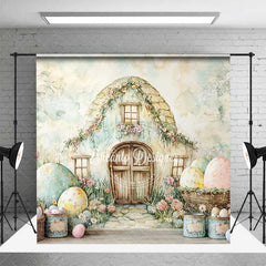 Aperturee - Aperturee Easter Fairy House Room Set Backdrop Spring Garden Eggs Photography Background Watercolor Nature Studio Prop