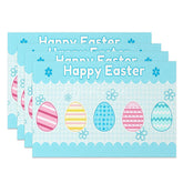 Aperturee - Aperturee Easter Set of 4 Placemats Blue Grid Pattern Eggs Happy Easter School Theme Dining Table Mats