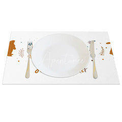 Aperturee - Aperturee Easter Set of 4 Placemats Boho Bunny Silhouette Minimalist Happy Easter Neutral Dining Table Mats