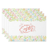Aperturee - Aperturee Easter Set of 4 Placemats Colorful Doodle Egg Border Simple Happy Easter Calligraphy Dining Table Mats