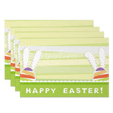 Aperturee - Aperturee Easter Set of 4 Placemats Green Stripes Bunny Ears Happy Easter Cutout Design Dining Table Mats