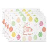 Aperturee - Aperturee Easter Set of 4 Placemats Vintage Sketch Rabbit Colorful Doodles Eggs Music Notes Dining Table Mats