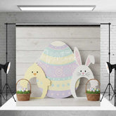 Aperturee - Aperturee Easter Wood Backdrop Bunny Chick Egg Cutouts Background Spring Rustic Floor Kids Portrait Photography Studio Prop