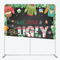 Aperturee - Aperturee Eat Drink And Be Ugly Christmas Pillow Case Backdrop