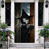 Aperturee - Aperturee Eerie Creepy Witch with Glowing Yellow Eyes and Spooky Smile Halloween Door Cover Dark Party Decor