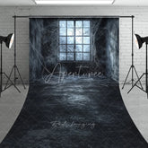 Aperturee - Aperturee Eerie Dark Haunted Room Window with Cobwebs Sweep Backdrop Mysterious Old House Photography Prop