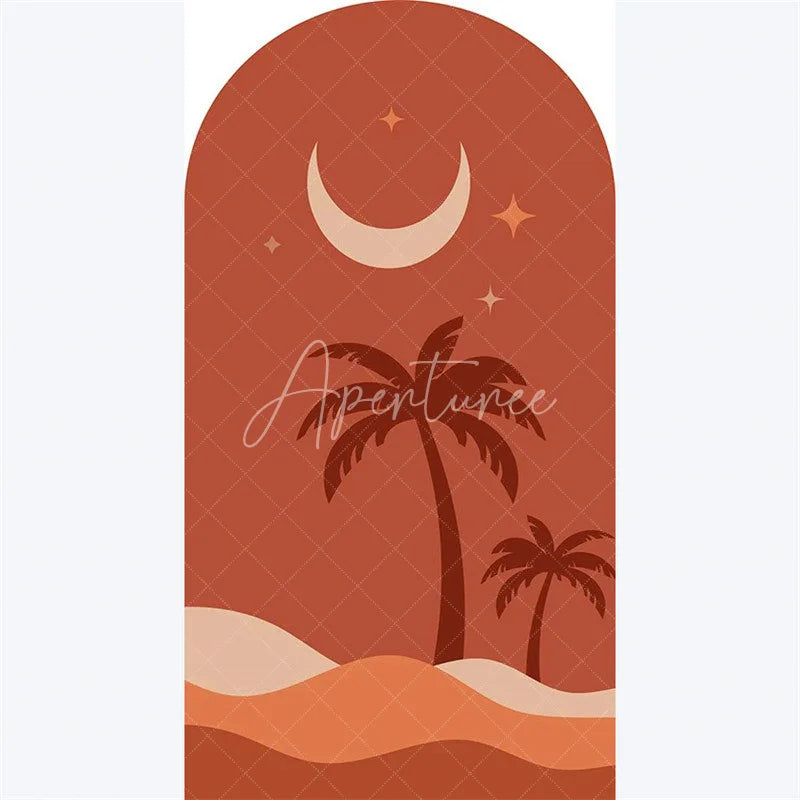 Aperturee - Aperturee Eid Mubarak Crescent Moon Arch Backdrop Islamic Star and Lantern Holiday Ramadan Eid al-Fitr Festival Photo Booth