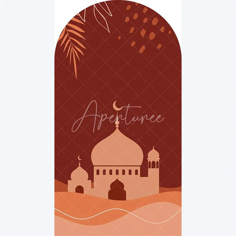 Aperturee - Aperturee Eid Mubarak Crescent Moon Arch Backdrop Islamic Star and Lantern Holiday Ramadan Eid al-Fitr Festival Photo Booth