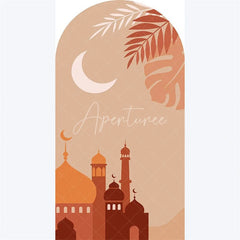 Aperturee - Aperturee Eid Mubarak Crescent Moon Arch Backdrop Islamic Star and Lantern Holiday Ramadan Eid al-Fitr Festival Photo Booth