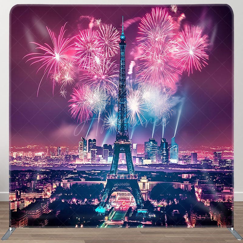 Aperturee - Aperturee Eiffel Tower Night City Scene Pillow Case Backdrop