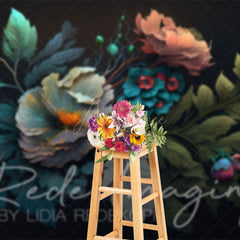 Aperturee - Aperturee Eleagnt Teal Abstract Spring Floral Photo Backdrop