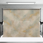 Aperturee - Aperturee Elegant Abstract Gold Textured Photography Backdrop Light Blue and Beige Artistic Studio Prop