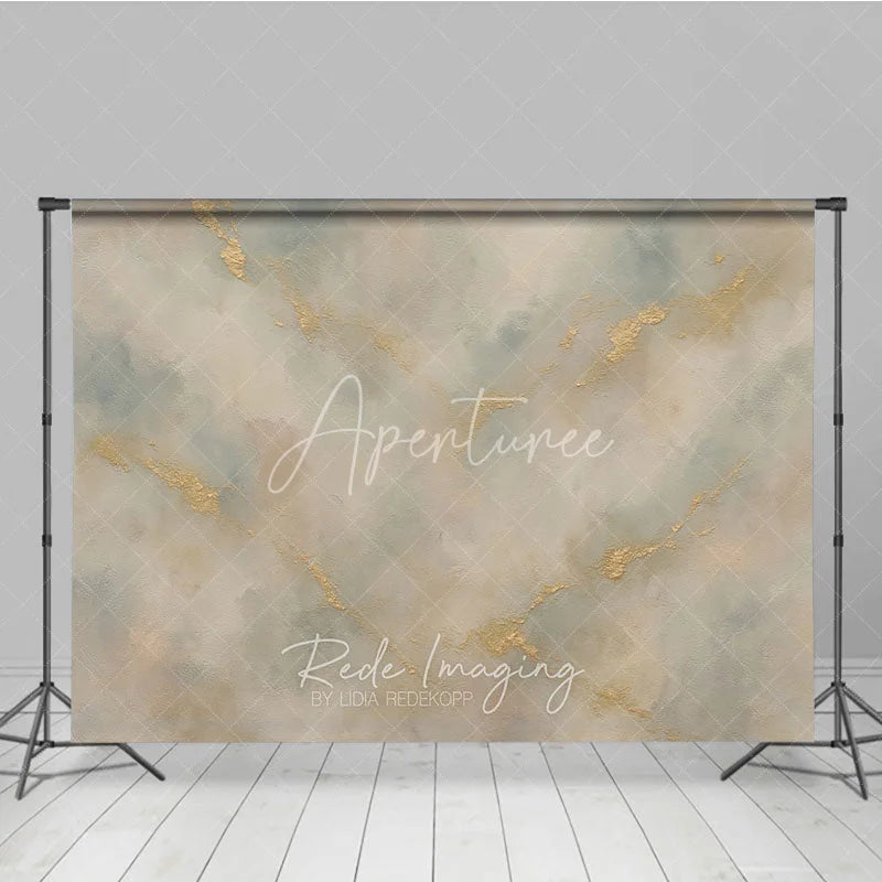 Aperturee - Aperturee Elegant Abstract Gold Textured Photography Backdrop Light Blue and Beige Artistic Studio Prop