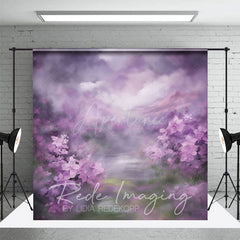 Aperturee - Aperturee Elegant Abstract Purple Florals Photography Backdrop