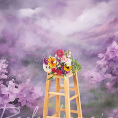 Aperturee - Aperturee Elegant Abstract Purple Florals Photography Backdrop