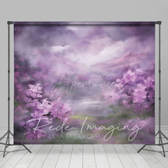 Aperturee - Aperturee Elegant Abstract Purple Florals Photography Backdrop