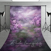 Aperturee - Aperturee Elegant Abstract Purple Florals Sweep Photo Backdrop