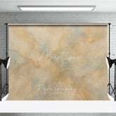 Aperturee - Aperturee Elegant Abstract Textured Photography Backdrop with Gold Veins Beige and Light Blue Marble Style for Portraits