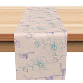 Aperturee - Aperturee Elegant and Colorful Spring Floral Table Runner Abstract Painted Wildflowers Modern Artistic Kitchen Decor