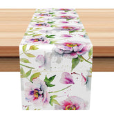 Aperturee - Aperturee Elegant and Cute Spring Floral Table Runner Fresh Pink and Yellow Wildflowers Sweet Garden Party Decoration