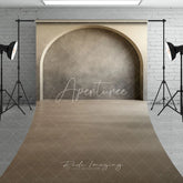 Aperturee - Aperturee Elegant Archway Textured Wall Sweep Backdrop Modern Minimalist Grey and Beige Photography Studio Decor