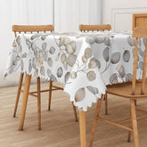Aperturee - Aperturee Elegant Autumn Rectangle Tablecloth with Falling Leaves for Thanksgiving and Sophisticated Fall Decor
