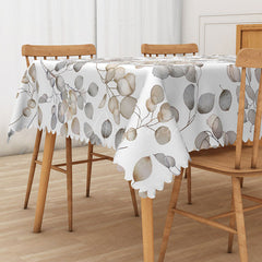 Aperturee - Aperturee Elegant Autumn Rectangle Tablecloth with Falling Leaves for Thanksgiving and Sophisticated Fall Decor