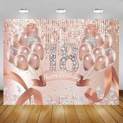 Aperturee - Aperturee Elegant Balloons Glitter Happy 18th Birthday Backdrop Sparkle Diamonds Womens Party Decor