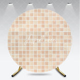 Aperturee - Aperturee Elegant Beige and Cream Mosaic Tile Pattern Round Backdrop Neutral Textured Background for Versatile Decor