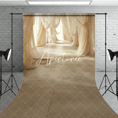 Aperturee - Aperturee Elegant Beige Flowy Drapery Maternity Sweep Backdrop