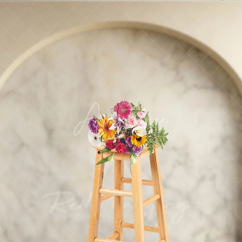 Aperturee - Aperturee Elegant Beige Marble Arch Photography Backdrop Modern Minimalist Studio Photo Prop for Product and Portrait