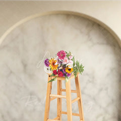 Aperturee - Aperturee Elegant Beige Marble Arch Photography Backdrop Modern Minimalist Studio Photo Prop for Product and Portrait