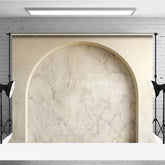 Aperturee - Aperturee Elegant Beige Marble Arch Photography Backdrop Modern Minimalist Studio Photo Prop for Product and Portrait