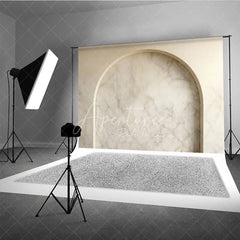 Aperturee - Aperturee Elegant Beige Marble Arch Photography Backdrop Modern Minimalist Studio Photo Prop for Product and Portrait