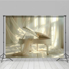 Aperturee - Aperturee Elegant Beige Piano Soft Curtain Maternity Backdrop
