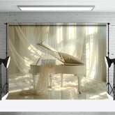 Aperturee - Aperturee Elegant Beige Piano Soft Curtain Maternity Backdrop