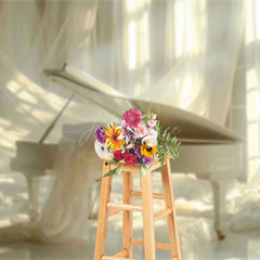 Aperturee - Aperturee Elegant Beige Piano Soft Curtain Maternity Backdrop