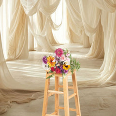Aperturee - Aperturee Elegant Beige Soft Flowy Drapery Maternity Backdrop