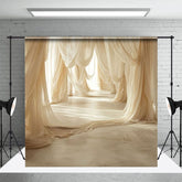 Aperturee - Aperturee Elegant Beige Soft Flowy Drapery Maternity Backdrop