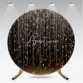 Aperturee - Aperturee Elegant Black and Gold Glitter String Lights Round Backdrop Sparkling Bokeh for Festive Party Celebration Decor