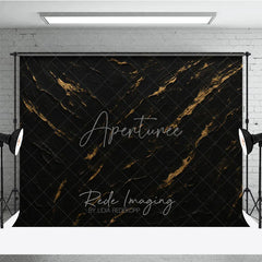 Aperturee - Aperturee Elegant Black and Gold Textured Abstract Photography Backdrop Dark Moody Artistic Portrait Studio for Photoshoot