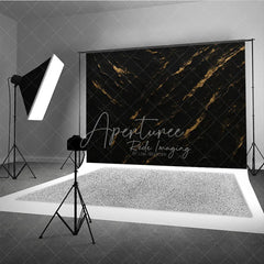 Aperturee - Aperturee Elegant Black and Gold Textured Abstract Photography Backdrop Dark Moody Artistic Portrait Studio for Photoshoot