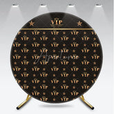 Aperturee - Aperturee Elegant Black and Gold VIP Red Carpet Event Round Backdrop with Stars for Exclusive Party Decor and Photo Booth