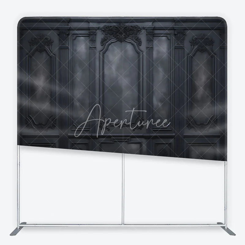 Aperturee - Aperturee Elegant Black Baroque Wall Square Double-Sided Backdrop Gothic Style Party Decor