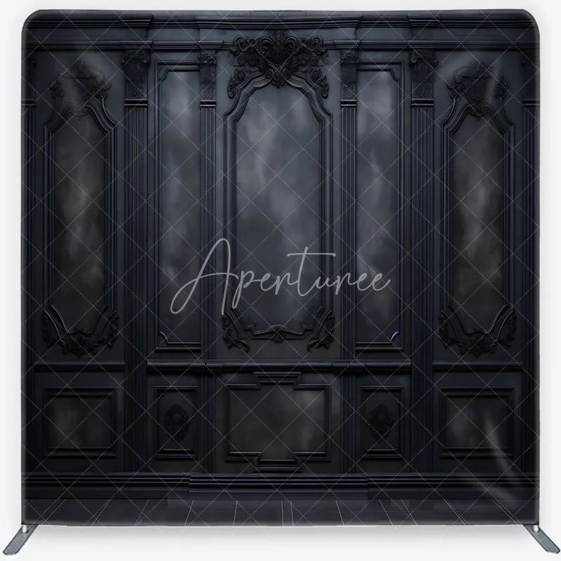 Aperturee - Aperturee Elegant Black Baroque Wall Square Double-Sided Backdrop Gothic Style Party Decor