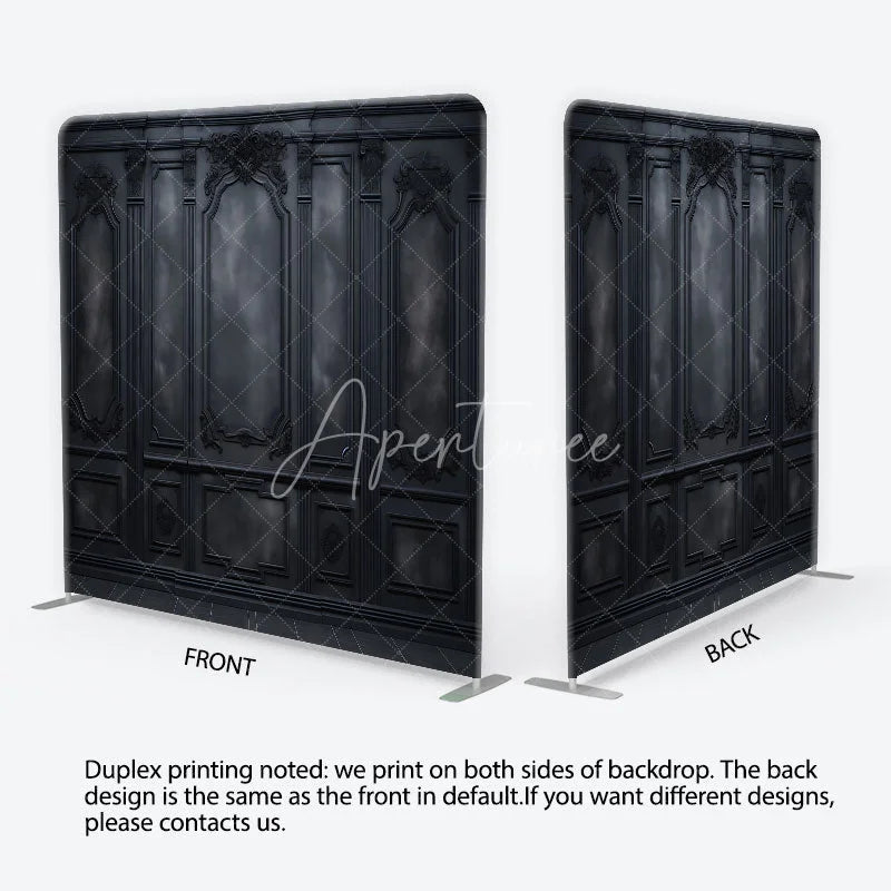 Aperturee - Aperturee Elegant Black Baroque Wall Square Double-Sided Backdrop Gothic Style Party Decor